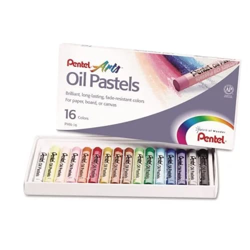 Pentel Arts Oil Pastels, 16 Color Set, Assorted Colors | Vibrant & Blendable Art Medium thumbnail 1