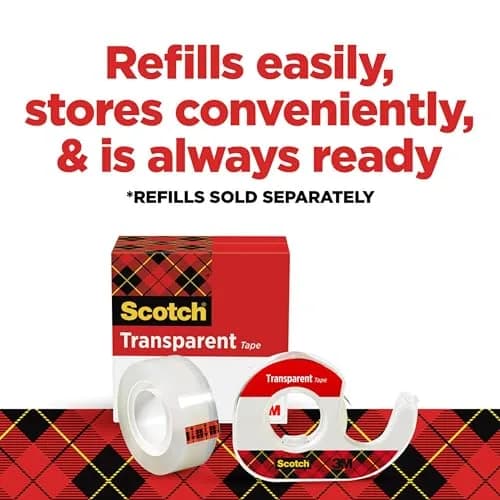 Scotch Transparent Tape with Dispenser 12.7 mm (0.5 in) x 11.4 m (450 in) | Crystal Clear Adhesive for Office & Home thumbnail 7