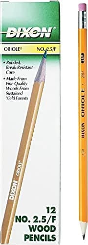 Dixon Oriole Woodcase Pencil #2.5/F Medium Fine, Yellow Barrel 12-Pack (12875) | Smooth Ink Flow Writing Instrument thumbnail 3