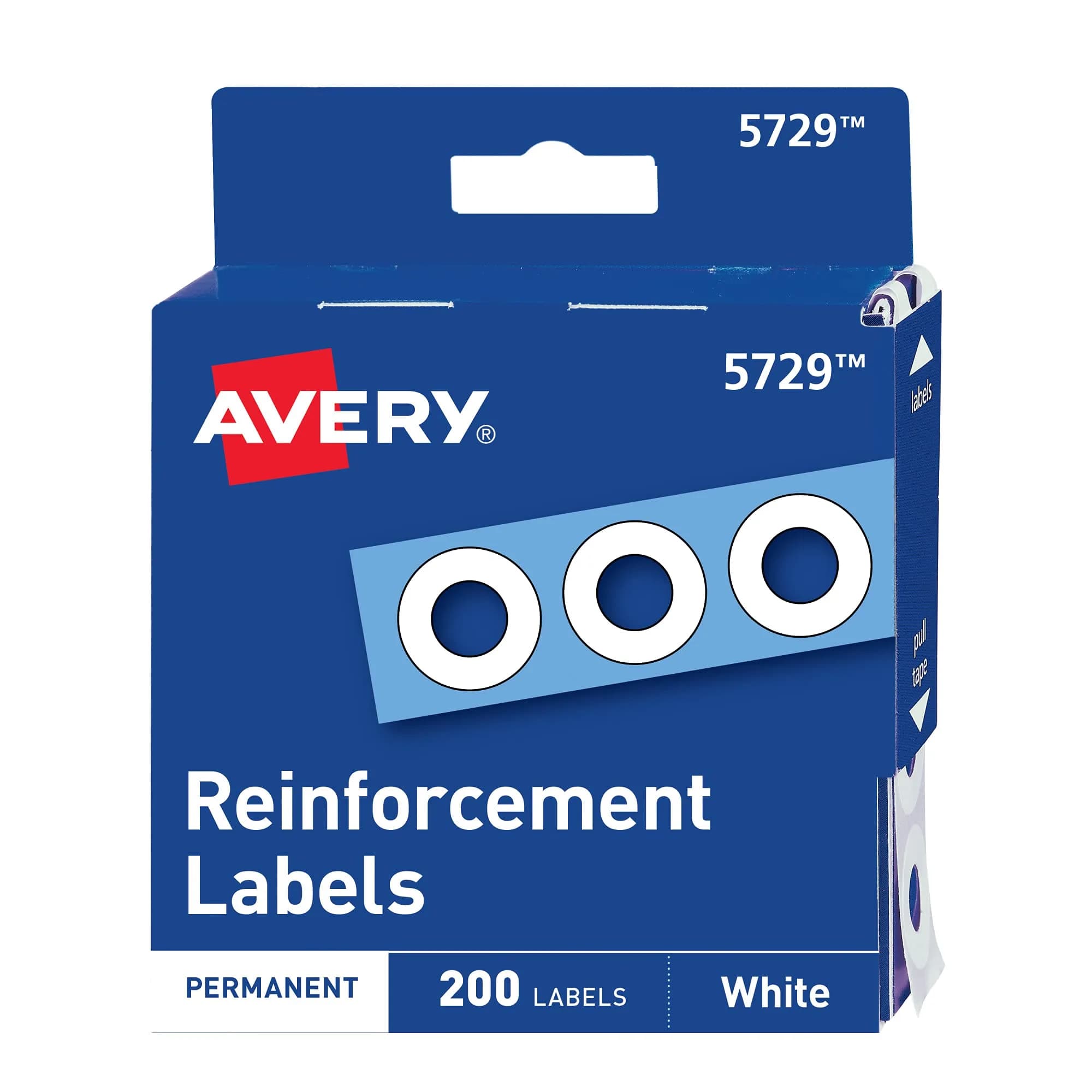 Avery Self-Adhesive Hole Reinforcement Stickers White 200 Labels (0.25 inch Diameter) | Reinforce Binder Holes - main product image
