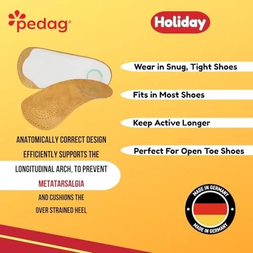 pedag Holiday Thin Orthotic Insoles Arch Support Inserts Tan Women US 8 / Men 5 | Supports Plantar Fasciitis & Overpronation thumbnail 6
