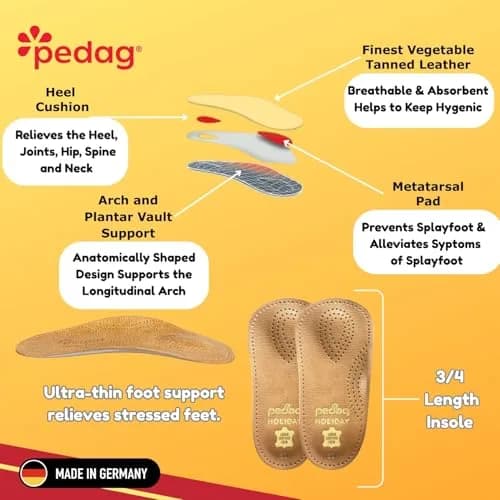 pedag Holiday Thin Orthotic Insoles Arch Support Inserts Tan Women US 8 / Men 5 | Supports Plantar Fasciitis & Overpronation thumbnail 7