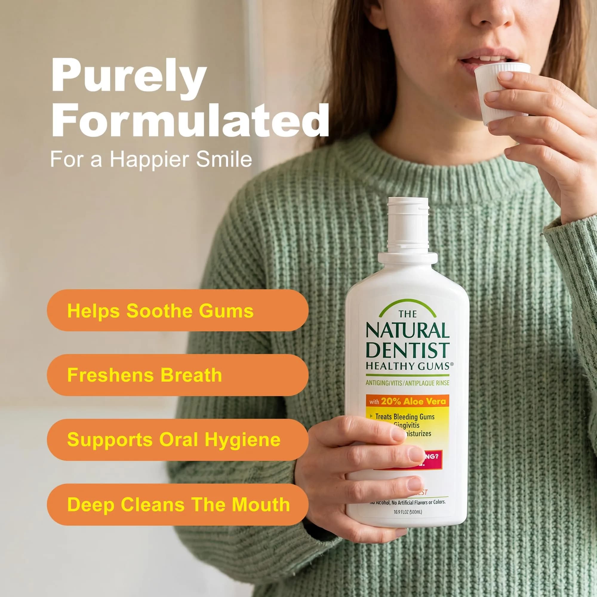 The Natural Dentist Orange Zest Mouthwash 498ml (16.9 Fl Oz) | Alcohol & Fluoride-Free Daily Rinse - view 4