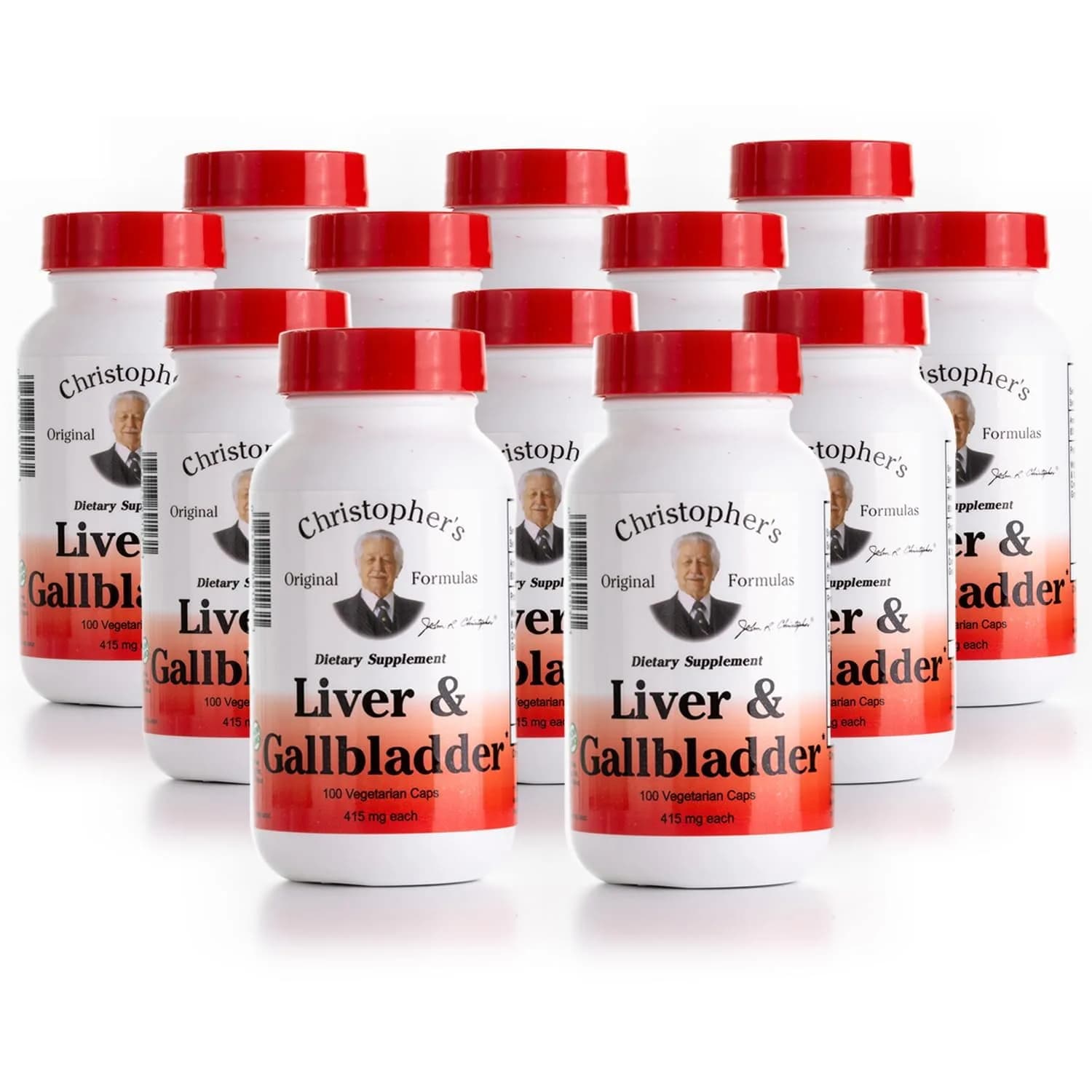 Christopher's Original Formulas Liver & Gallbladder Formula Capsules - Gallbladder Support with Digestive Enzymes - Natural Herbs - Pack of 12 (100 Count) — Brown