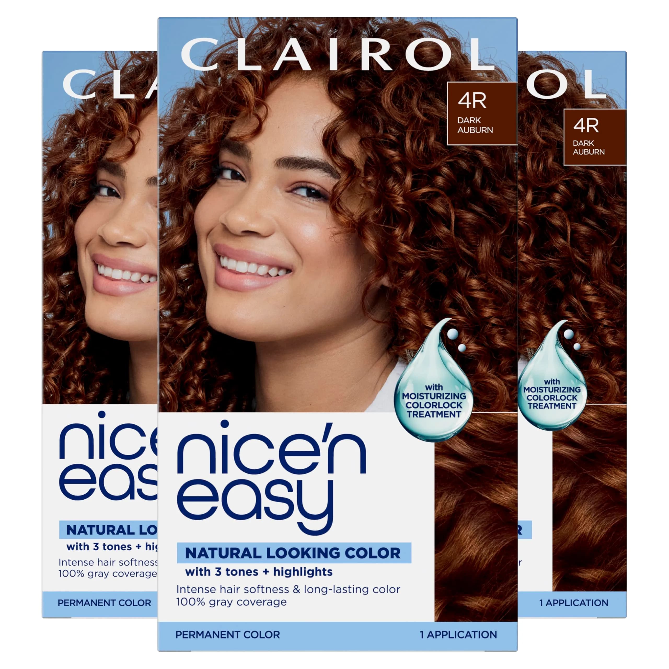Clairol Nice'n Easy 4R Dark Auburn Permanent Hair Dye, 6.26 Fl Oz Pack of 3 - main product image