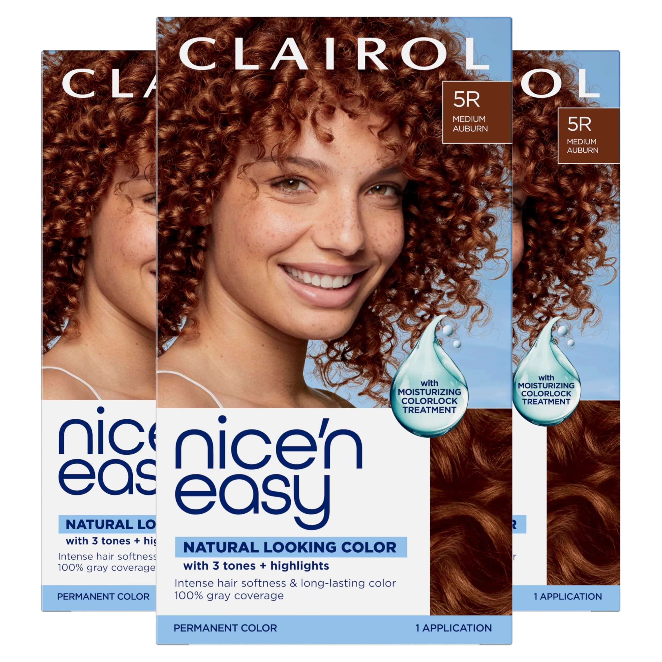 Clairol Nice'n Easy Permanent Hair Dye 5R Medium Auburn | 6.26 Fl Oz (Pack of 3) - main product image