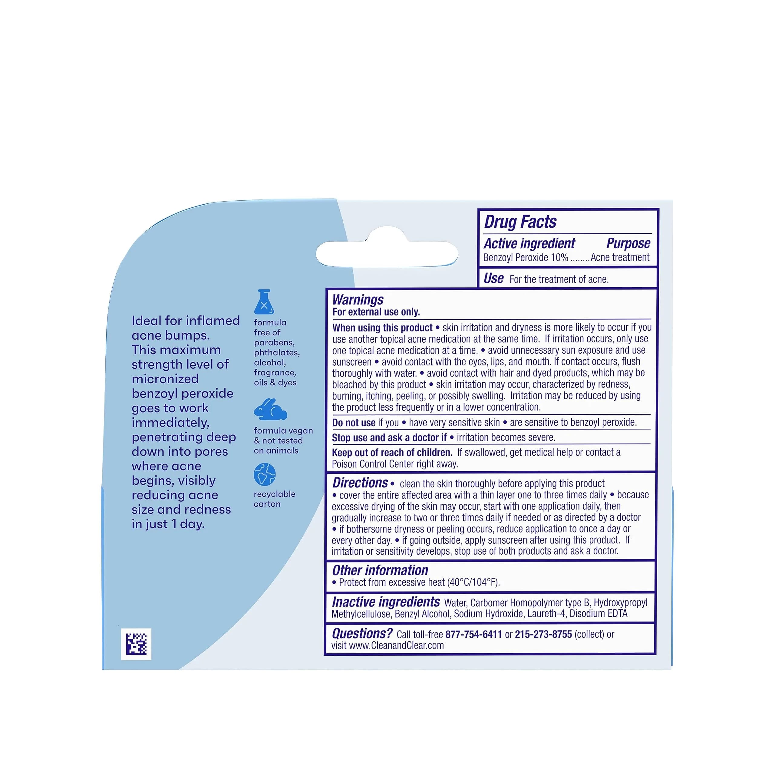 Clean & Clear Persa-Gel 10 Acne Spot Treatment 10% Benzoyl Peroxide 118ml (4 fl. oz) | Maximum Strength Pimple Cream for Face Acne - view 9