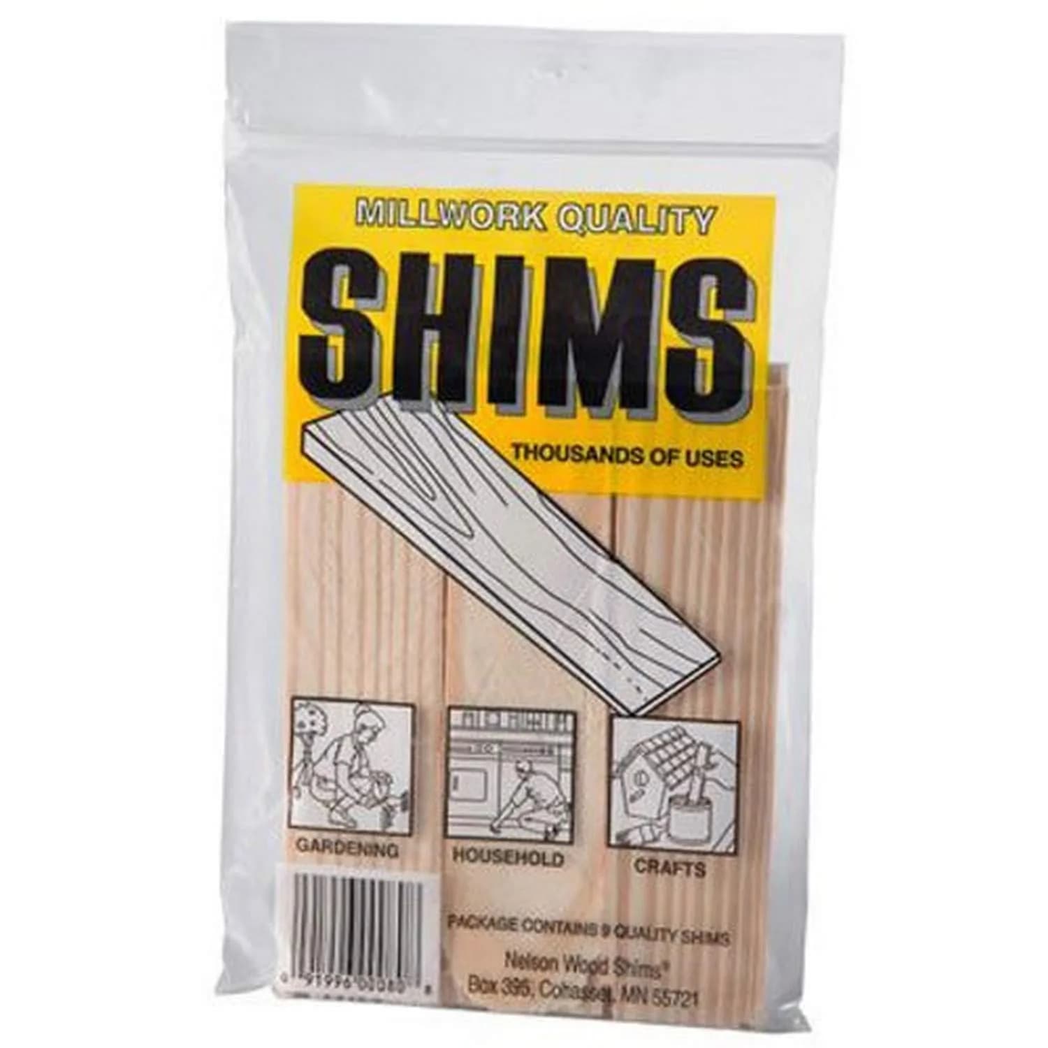 Nelson Wood Shims PSH6/9-72/56 Large Flat Wood Shims (9-Pack, 0.12 in x 0.10 in x 0.27 in) — Wood