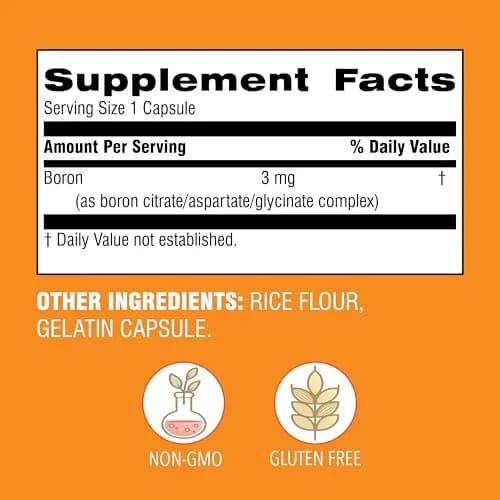 Botanic Choice Super Boron Complex 3mg Bone Support Supplement, 90 Capsules | Supports Bone & Prostate Health thumbnail 3
