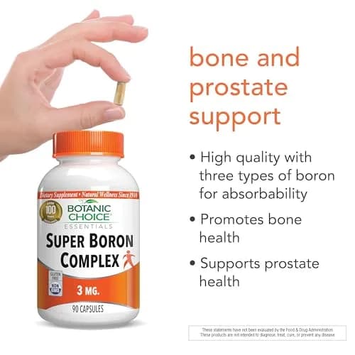 Botanic Choice Super Boron Complex 3mg Bone Support Supplement, 90 Capsules | Supports Bone & Prostate Health thumbnail 4