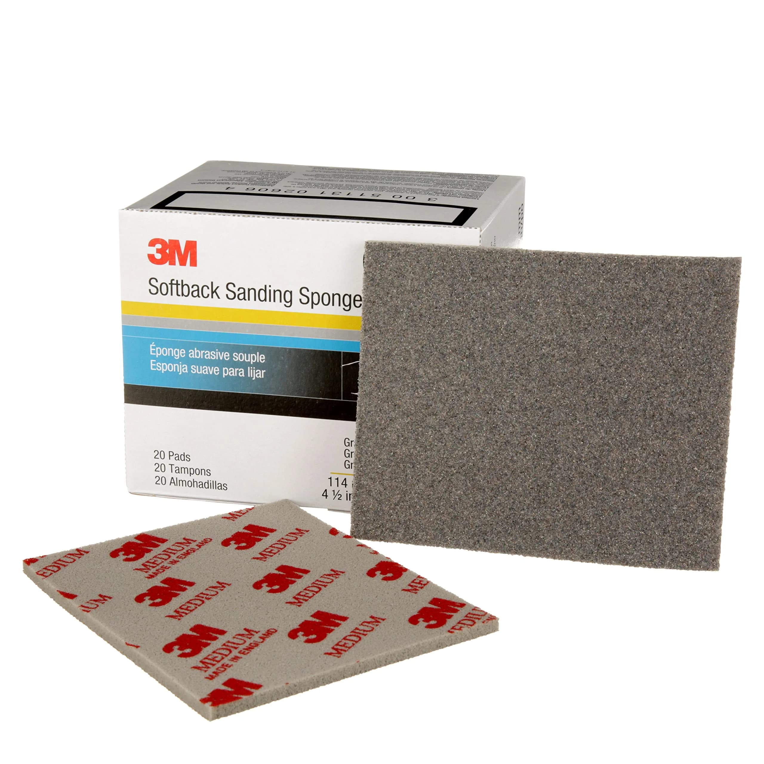 3M Softback Sanding Sponge 02602 4 1/2 x 5 1/2 in | Superfine Grit, Fast Cutting, Waterproof for Precision Hand Sanding — Factory