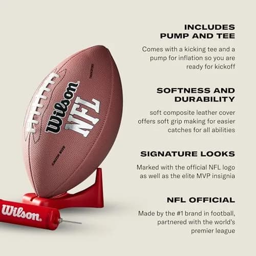 Wilson NFL MVP Junior Football with Pump & Tee - 10 inches (25.4 cm) | Official NFL Partner Since 1941 thumbnail 5