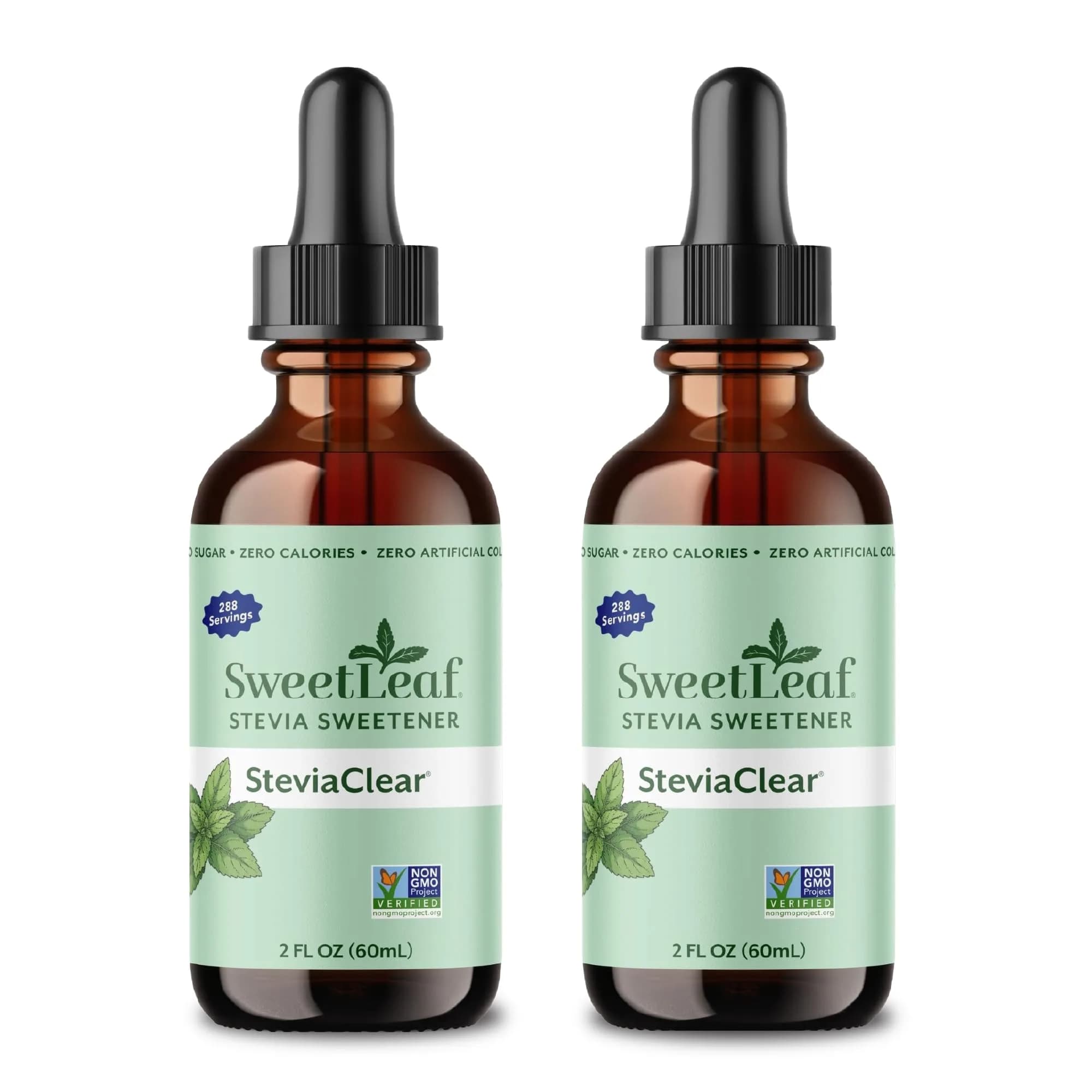 SweetLeaf Stevia Drops Liquid Sweetener, SteviaClear 2 Fl Oz Pack of 2 | Zero Calorie Sugar Substitute — Drops