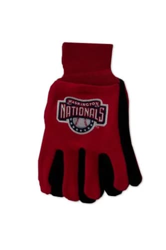 WinCraft Washington Nationals Two-Tone Gloves | MLB Team Spirit, Heavyweight Cotton Twill, One Size thumbnail 1