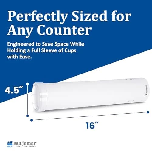 San Jamar 16-Inch Pull-Type Cup Dispenser for 4-10 oz Flat/Cone Cups | Space-Saving, Durable, Easy to Refill thumbnail 4