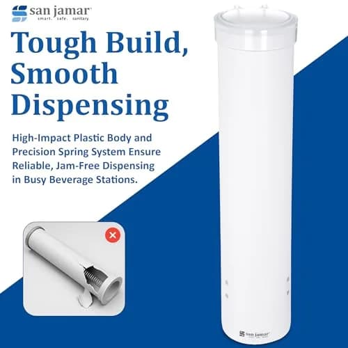 San Jamar 16-Inch Pull-Type Cup Dispenser for 4-10 oz Flat/Cone Cups | Space-Saving, Durable, Easy to Refill thumbnail 6