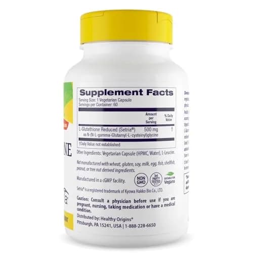 Healthy Origins Setria L-Glutathione 500 mg 60 Veggie Caps | Antioxidant Protection thumbnail 2