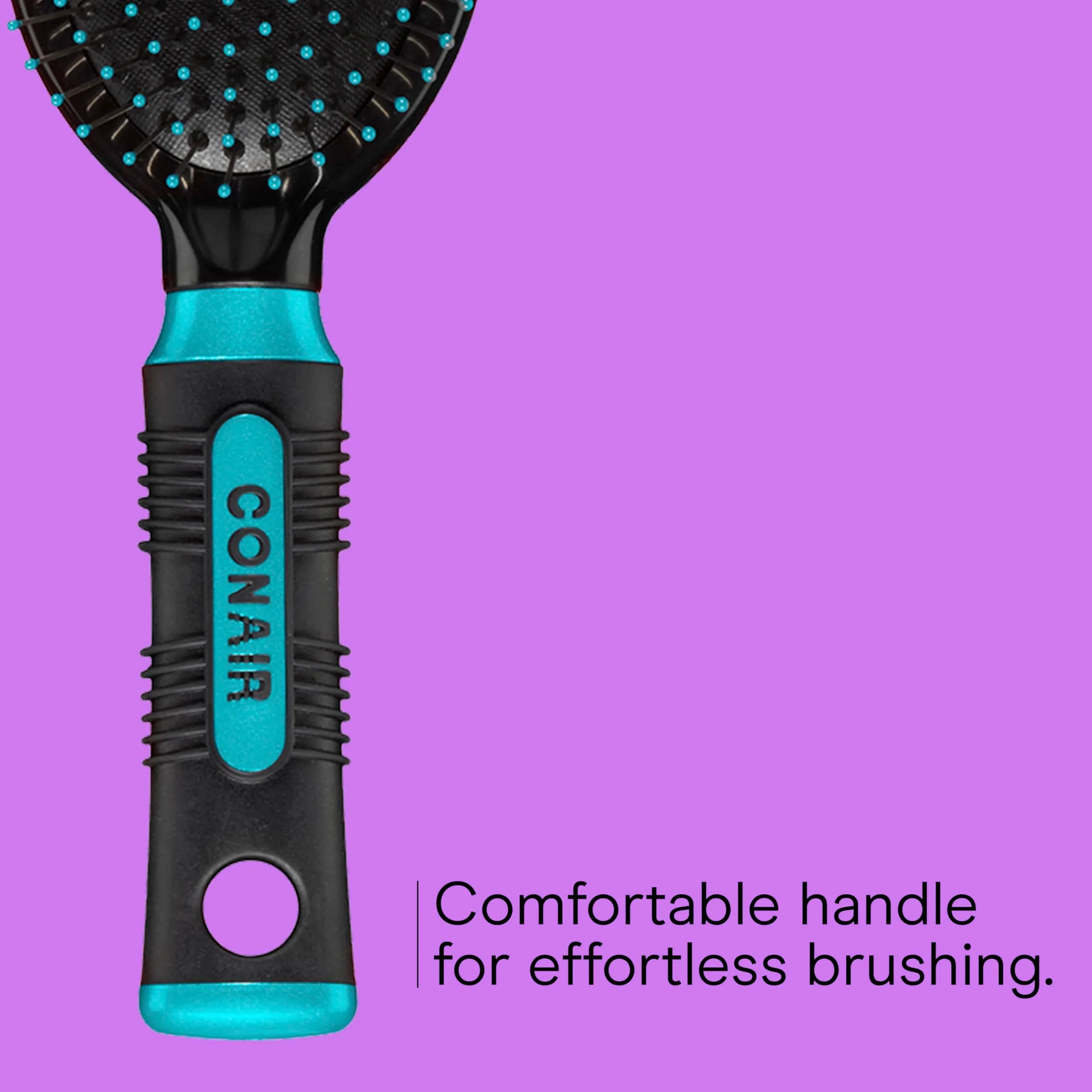 Conair Metal Bristle Cushion Hair Brush with Rubber Handle | Detangling for Thick, Curly Hair - view 5
