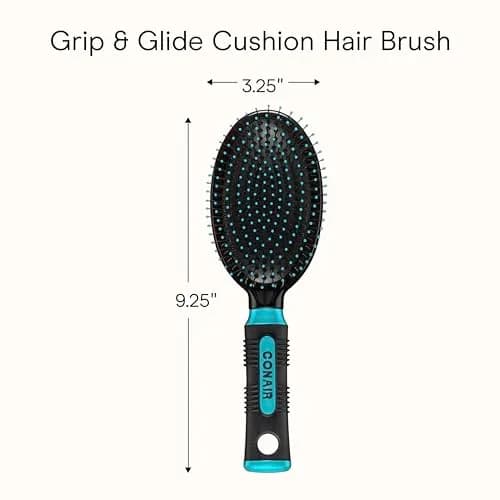Conair Metal Bristle Cushion Hair Brush with Rubber Handle | Detangling for Thick, Curly Hair thumbnail 7