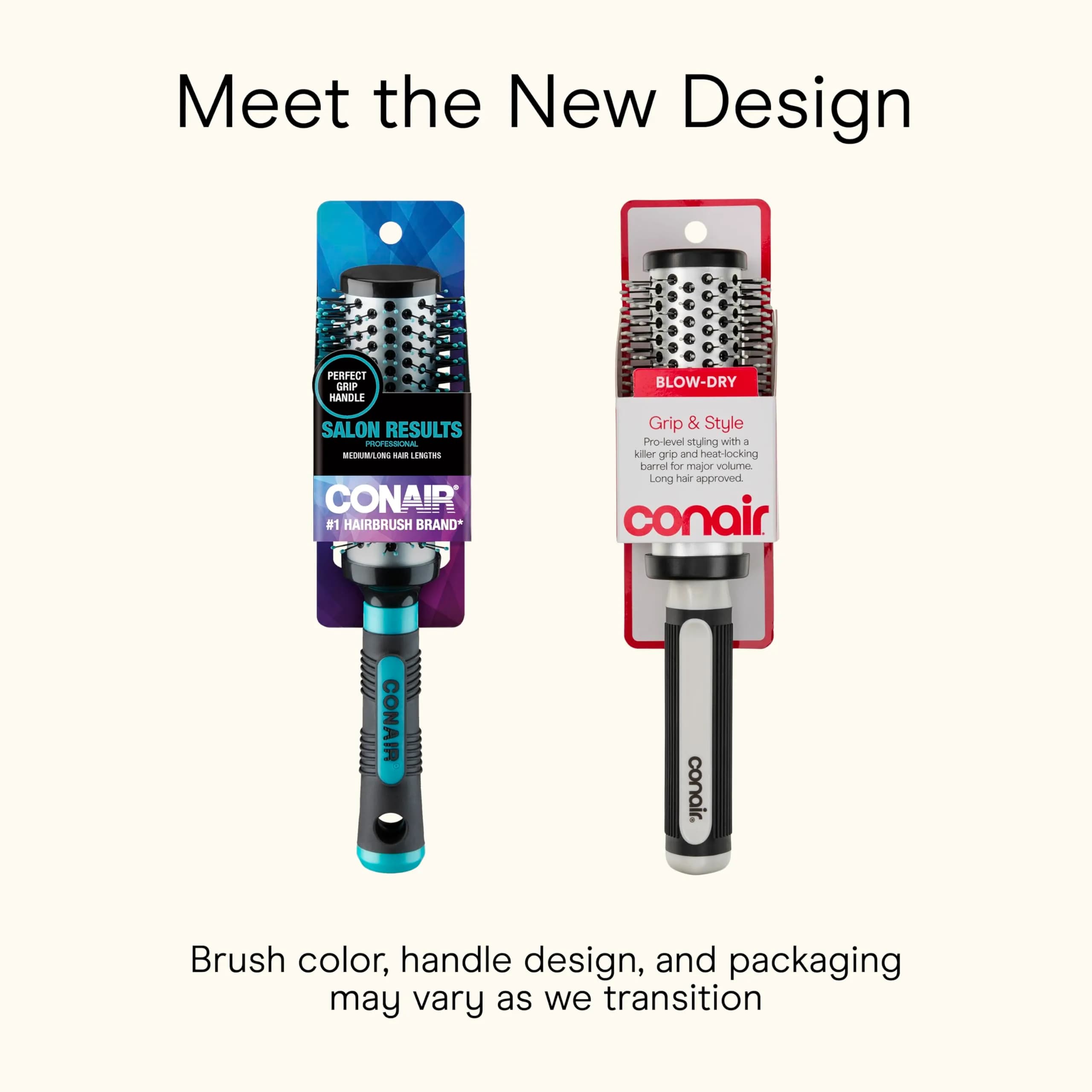 Conair Grip & Style Large Round Brush, Nylon Bristle Hair Brush for Blowout Styling 2.54 cm (1 Inch) Barrel | Adds Body and Fullness - view 2