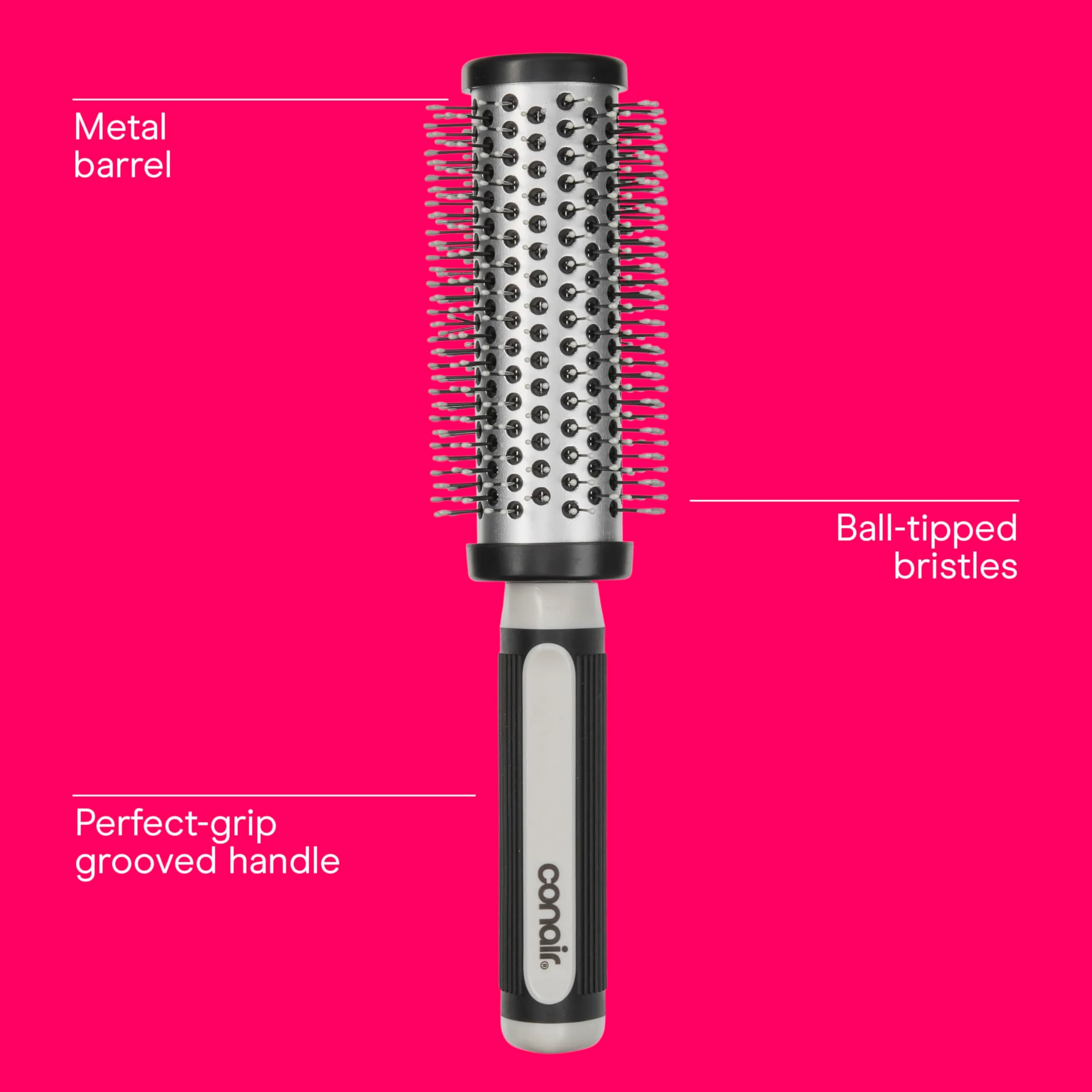 Conair Grip & Style Large Round Brush, Nylon Bristle Hair Brush for Blowout Styling 2.54 cm (1 Inch) Barrel | Adds Body and Fullness - view 3