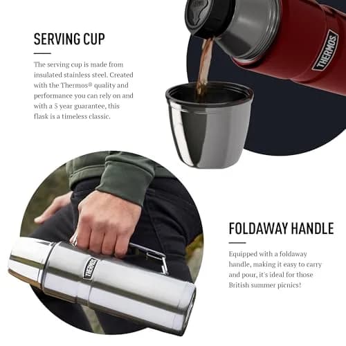 Thermos Stainless King Midnight Blue Travel Flask 1.2L (40.6 Oz) | Keeps Hot 24 Hrs, Cold 24 Hrs thumbnail 4