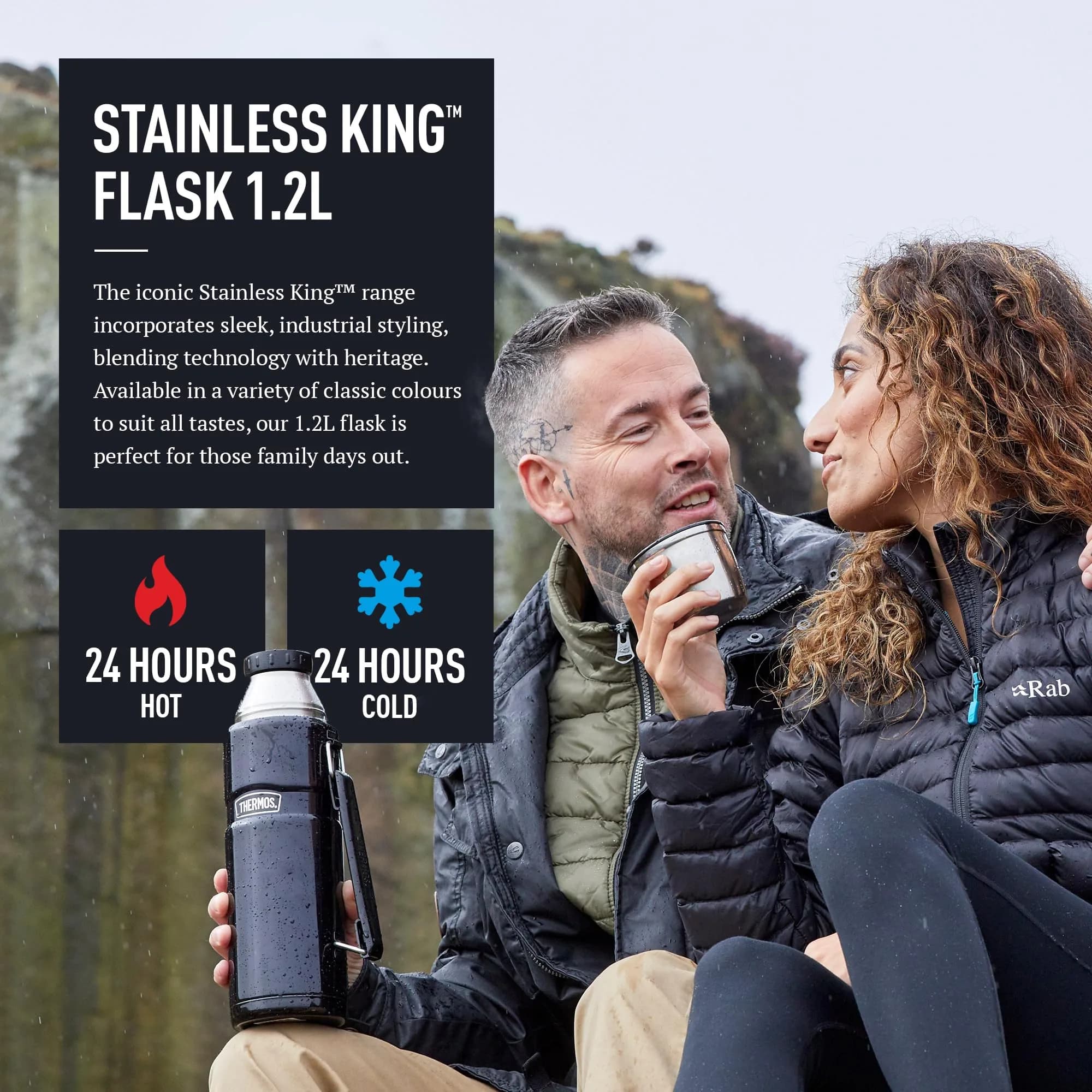 Thermos Stainless King Midnight Blue Travel Flask 1.2L (40.6 Oz) | Keeps Hot 24 Hrs, Cold 24 Hrs - view 5