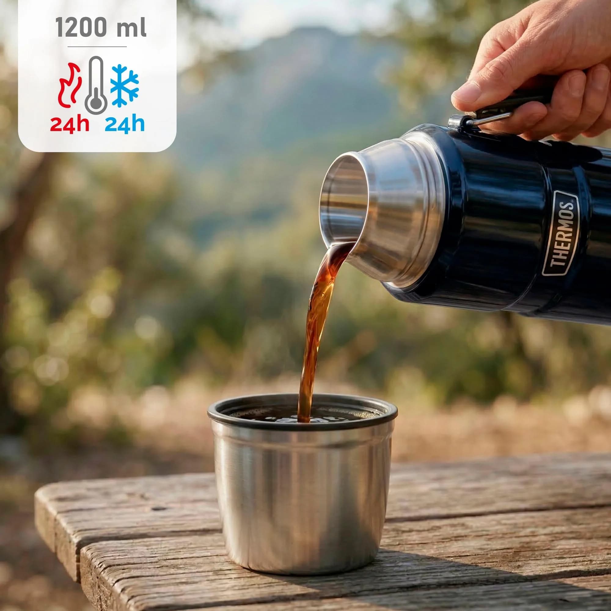 Thermos Stainless King Midnight Blue Travel Flask 1.2L (40.6 Oz) | Keeps Hot 24 Hrs, Cold 24 Hrs - view 2
