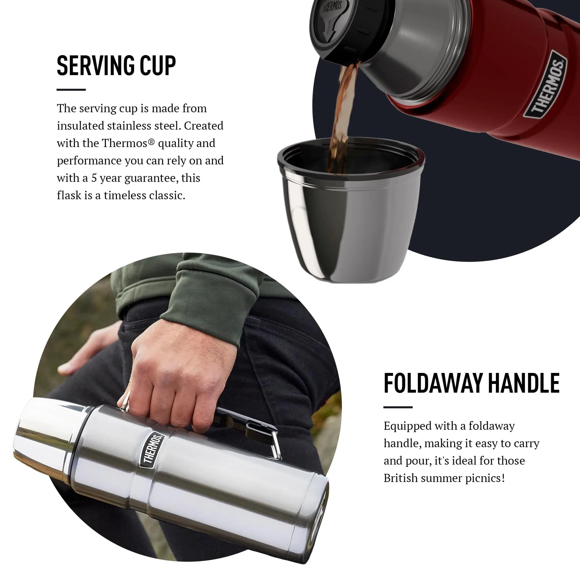 Thermos Stainless King Midnight Blue Travel Flask 1.2L (40.6 Oz) | Keeps Hot 24 Hrs, Cold 24 Hrs - view 4