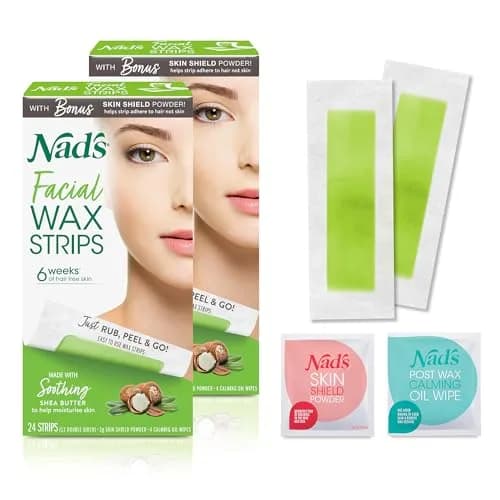 Nad's Facial Wax Strips Fragrance Free 48 Count (24 Count Each) | Gentle Hair Removal for Face thumbnail 1