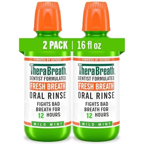 TheraBreath Fresh Breath Mouthwash, Mild Mint Flavor, Alcohol-Free, 16 Fl Oz (2-Pack) | Clinically Proven 24-Hour Freshness thumbnail 1