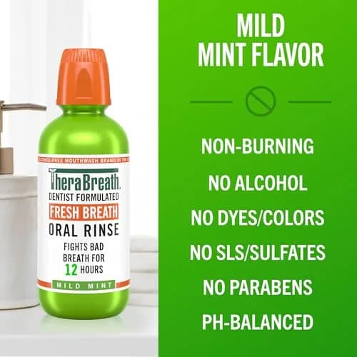 TheraBreath Fresh Breath Mouthwash, Mild Mint Flavor, Alcohol-Free, 16 Fl Oz (2-Pack) | Clinically Proven 24-Hour Freshness thumbnail 5
