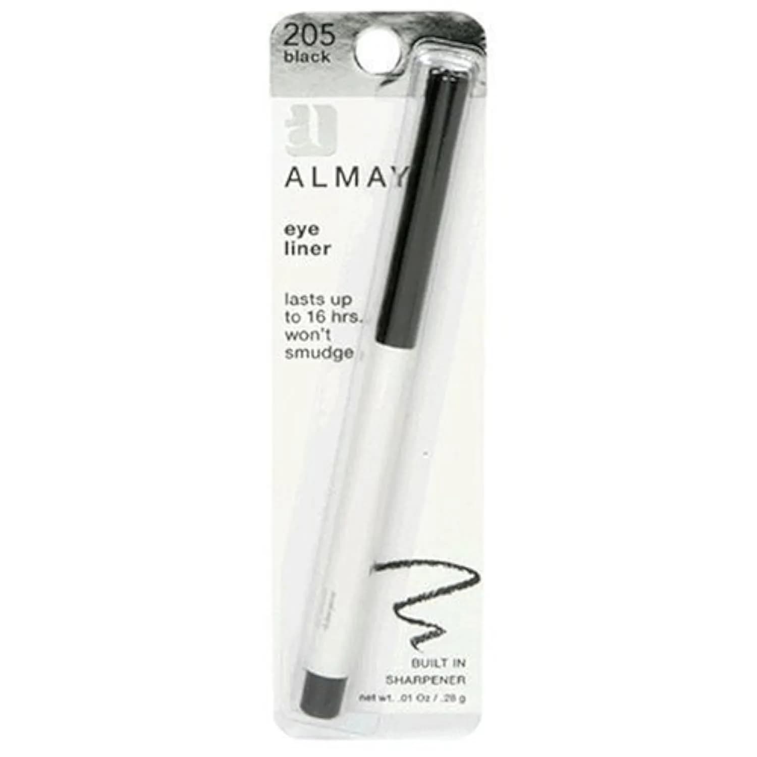 Almay Eyeliner Pencil Black 205 | Smudge-Proof, 16 Hr Wear, Built-In Sharpener, Hypoallergenic (70-120 chars) — Black