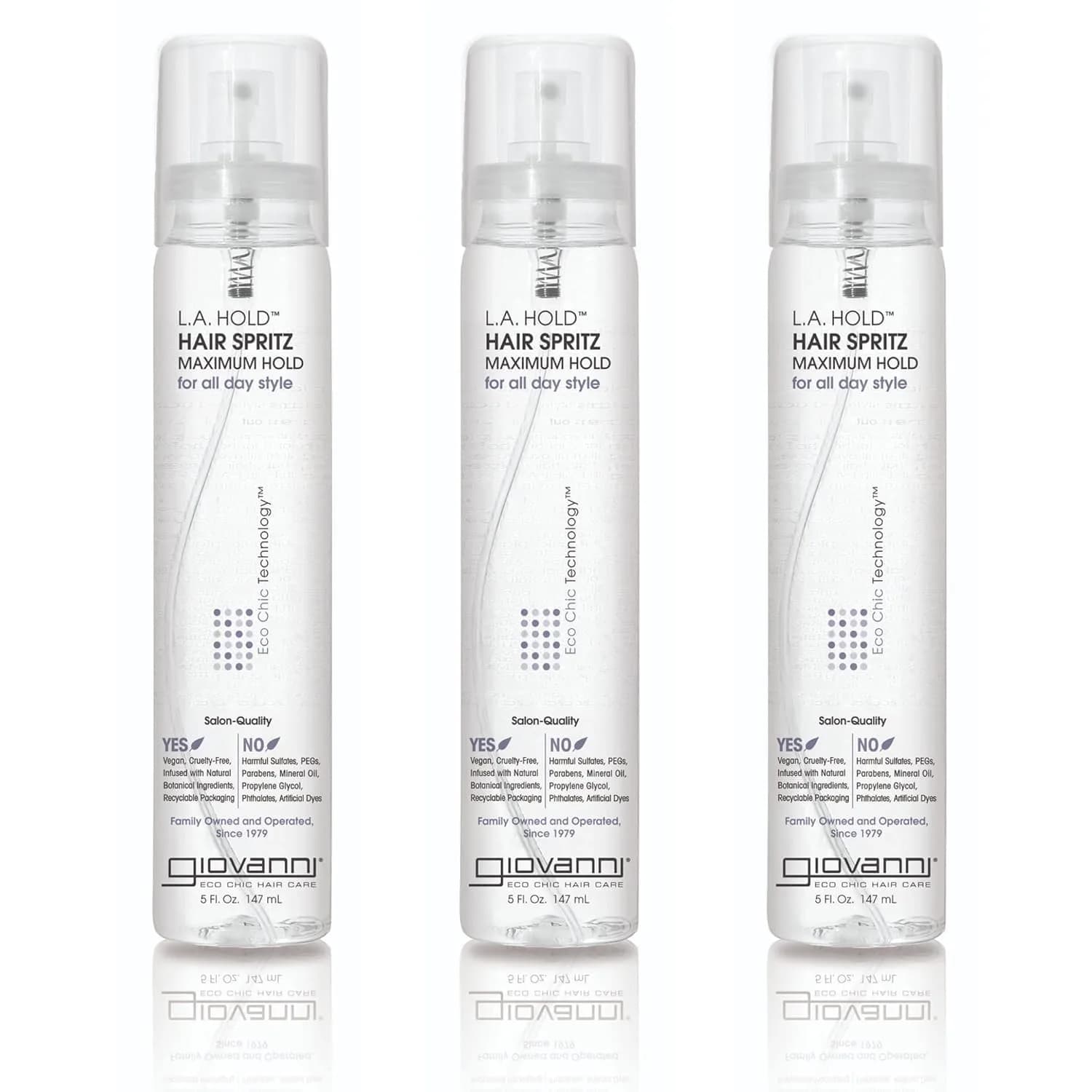 GIOVANNI L.A. Hold Hair Spritz, Lightweight, 147ml (5 Fl Oz) — Pack of 3 | Firm Hold Styling Spray - main product image