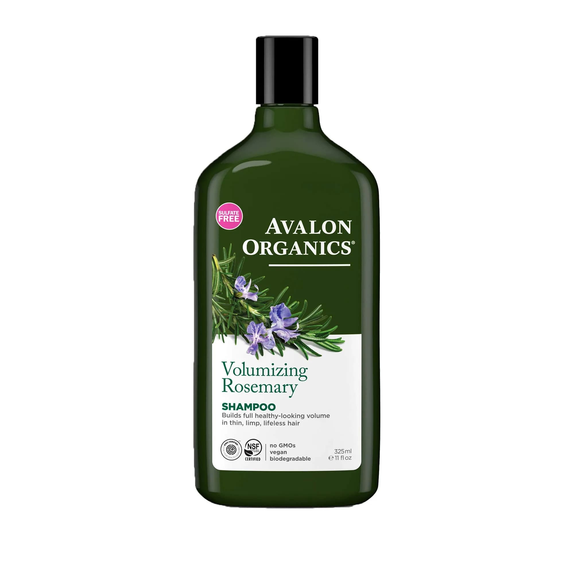 Avalon Organics Volumizing Rosemary Shampoo 11 Fl Oz (Pack of 2) | Organic, Vegan & Biodegradable