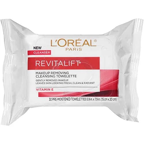 L'Oreal Paris Revitalift Makeup Removing Wipes with Vitamin E | Gentle, Waterproof & Longwear Cleansing (30 Count) thumbnail 1