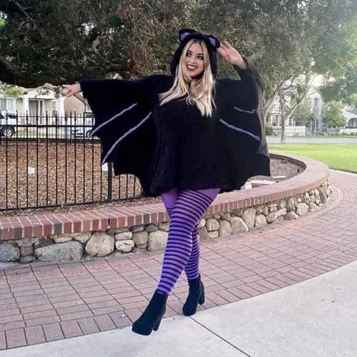Leg Avenue Women's Nylon Striped Tights 3X-4X | Plus Size, Black/Purple, Nylon Pattern thumbnail 6