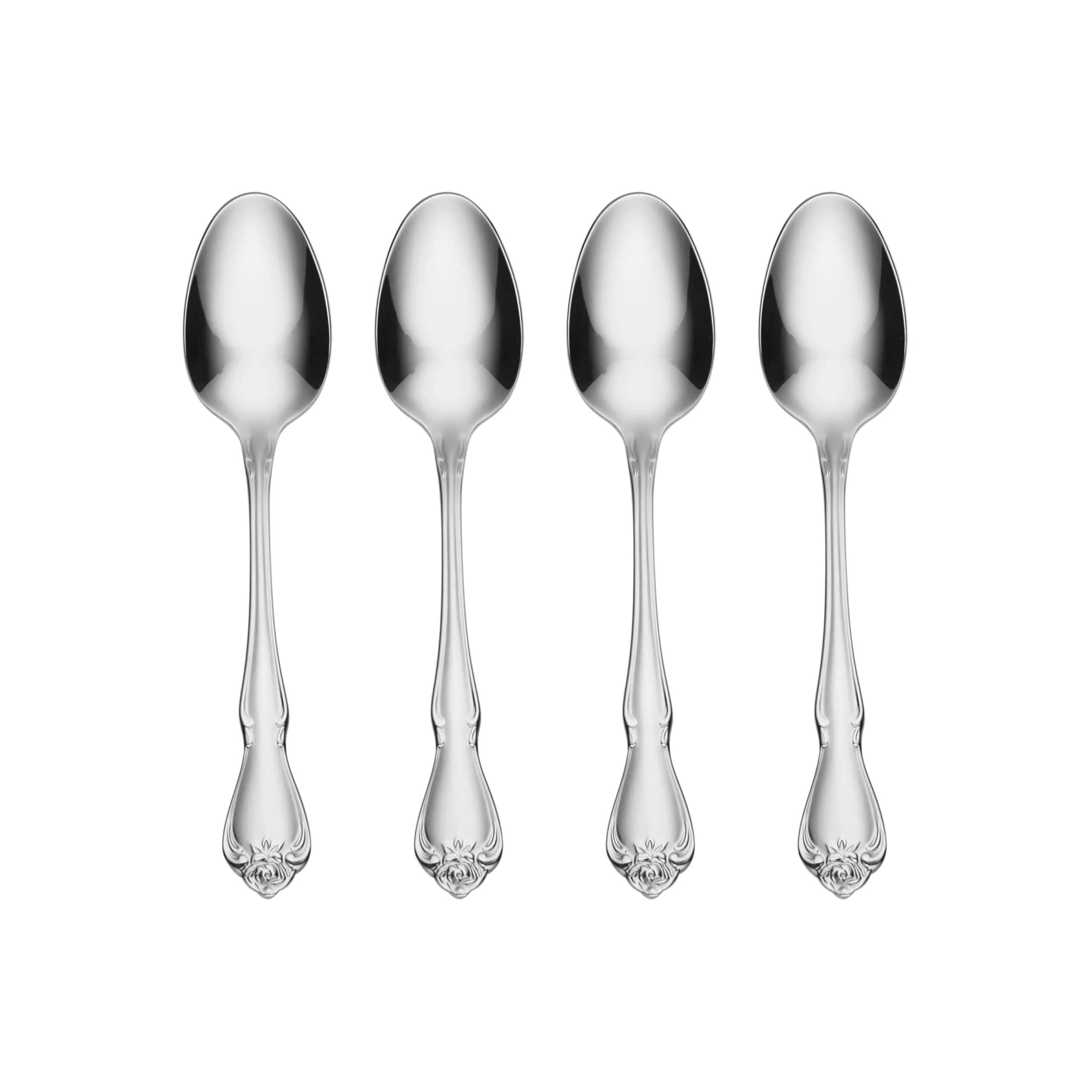 Oneida True Rose Teaspoons Silverware Set for 4 | Vintage Design, Dishwasher Safe — 5.97" L x 1.26" W
