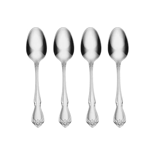 Oneida True Rose Teaspoons Silverware Set for 4 | Vintage Design, Dishwasher Safe thumbnail 1