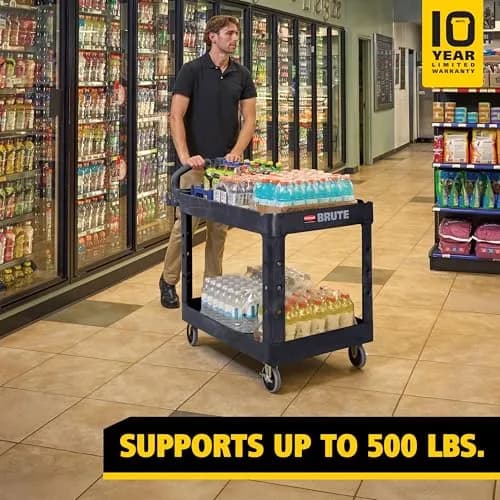 Rubbermaid Commercial Products Brute Med 2-Shelf Utility Cart, 226.8kg (500lb) | Heavy-Duty Mobile Storage thumbnail 4