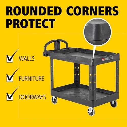Rubbermaid Commercial Products Brute Med 2-Shelf Utility Cart, 226.8kg (500lb) | Heavy-Duty Mobile Storage thumbnail 5