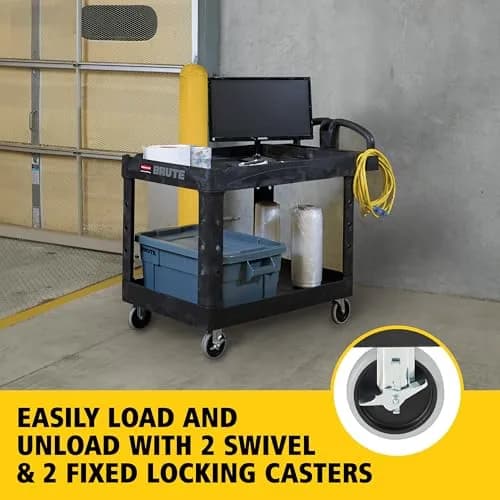 Rubbermaid Commercial Products Brute Med 2-Shelf Utility Cart, 226.8kg (500lb) | Heavy-Duty Mobile Storage thumbnail 3