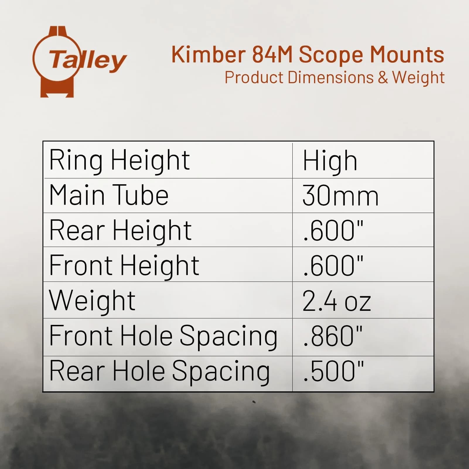 Talley Kimber 84M Scope Mounts 30mm High (758749) Lightweight Alloy, Compatible with Kimber 84M, Black Anodized - view 6