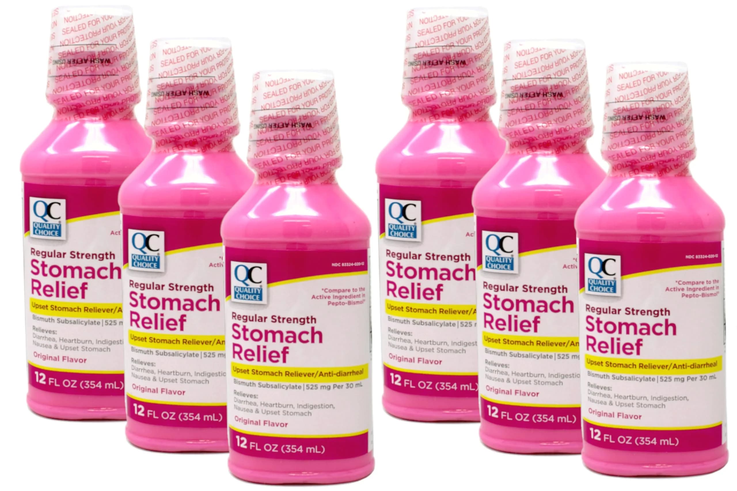 Quality Choice Stomach Relief 12 fl oz (Pack of 6) | Fast Relief for Upset Stomach & Diarrhea