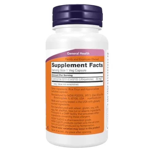 NOW CoQ10 30 mg Pharmaceutical Grade 60 Veg Caps | Supports Heart & Cellular Energy thumbnail 2