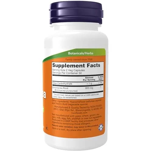 NOW Supplements Echinacea 400 mg | Immune Support, 100 Veg Caps, USA Import thumbnail 2