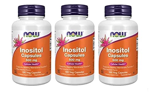NOW Foods Foods Inositol 500mg | Cell Membrane Support, Vegetarian Capsules (100 Count x 3) thumbnail 1