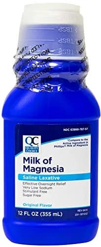 Quality Choice Milk Of Magnesia Original Flavor 12 Fl Oz (355ml) | Effective overnight laxative & antacid thumbnail 1