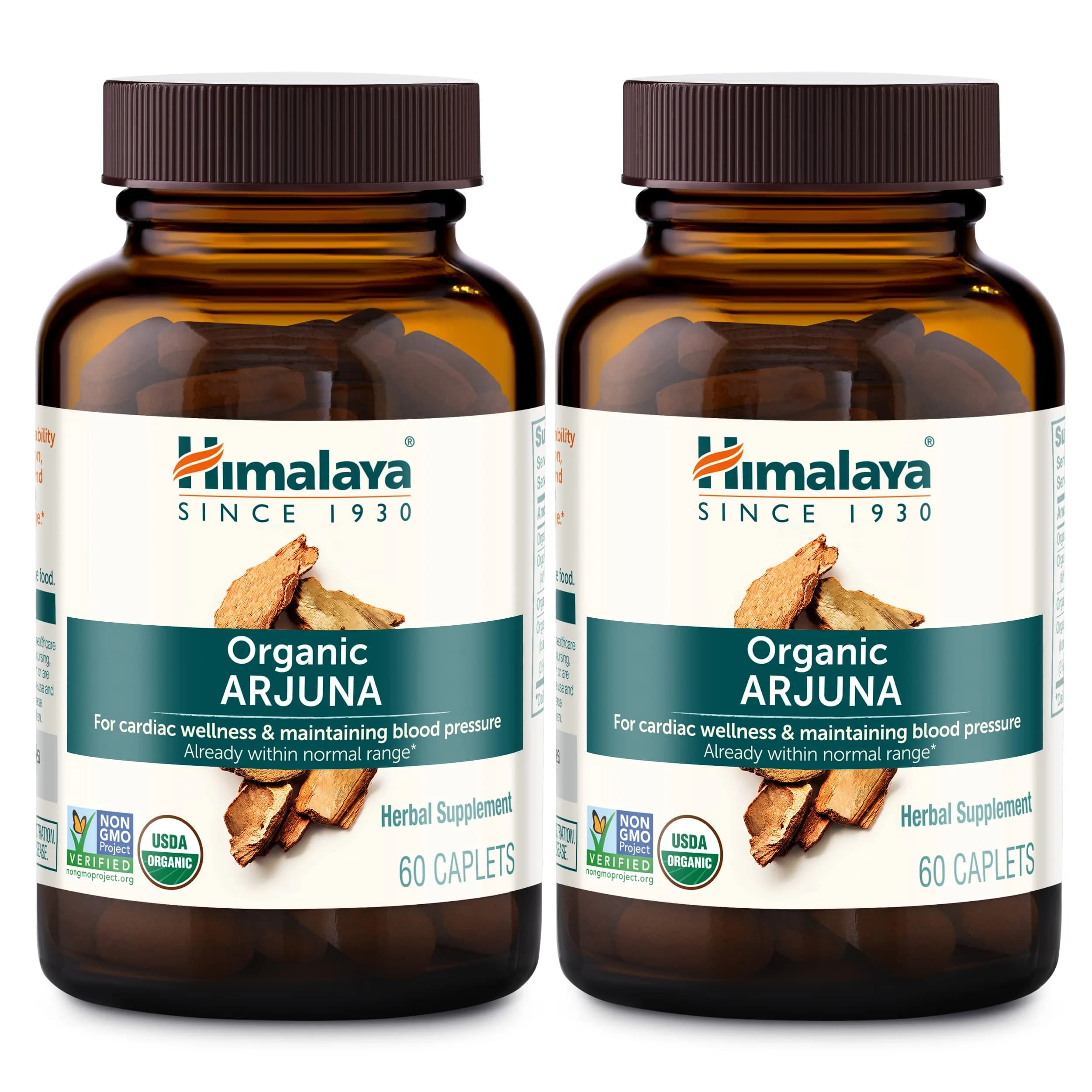 Himalaya Organic Arjuna Caplets 700 mg (120 Caplets Total) | USDA Certified Organic Heart Support