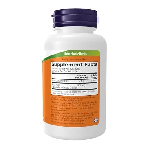 NOW Foods Gotu Kola Herbal Supplement 450 mg 100 Veg Capsules | Supports Focus & Memory thumbnail 2